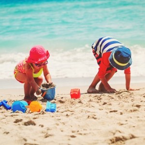 kids playing on beach